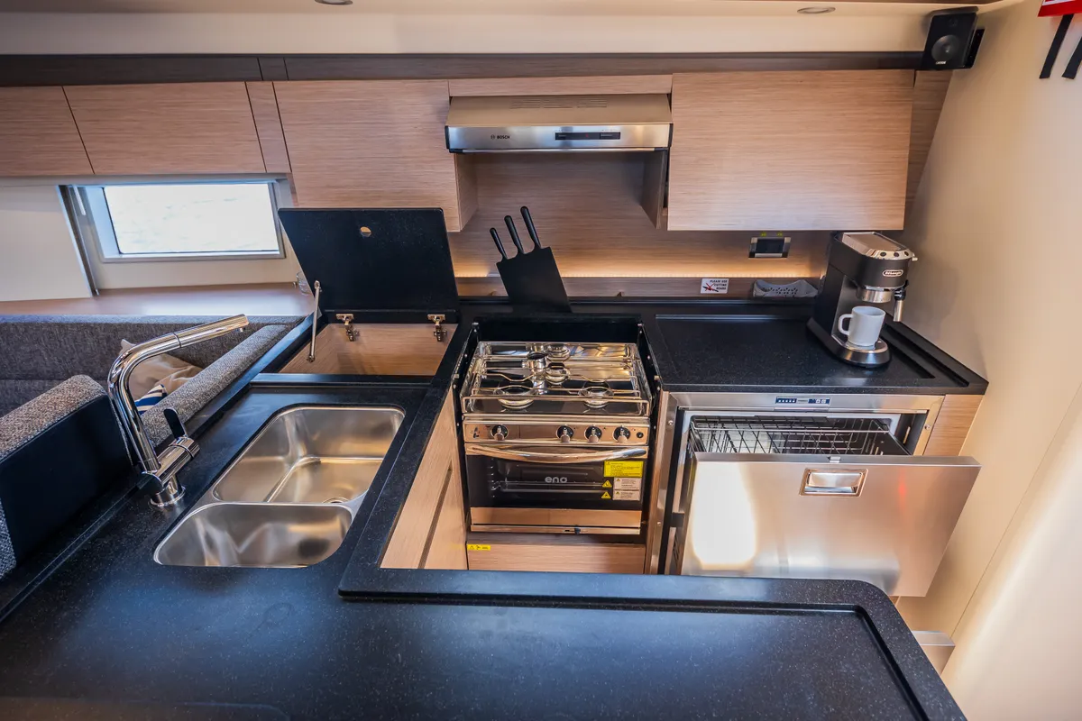 Galley of Oceanelle, a Hanse 588 sailboat at Seget Donji, Croatia