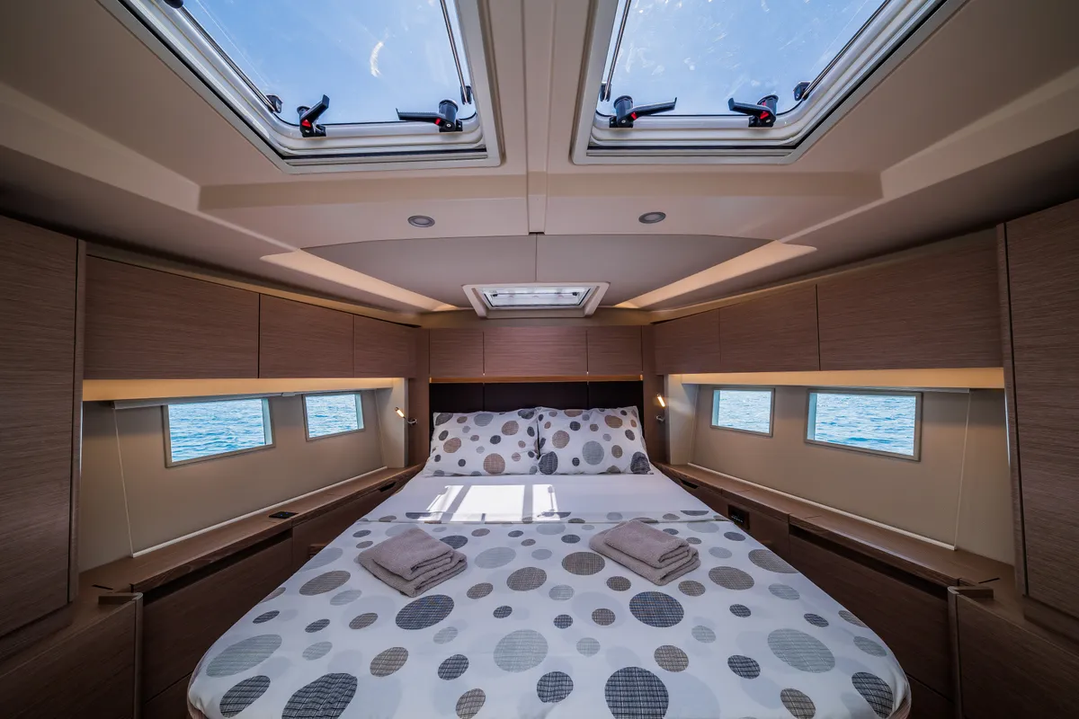 Cabin on Oceanelle, a Hanse 588 sailboat at Seget Donji, Croatia
