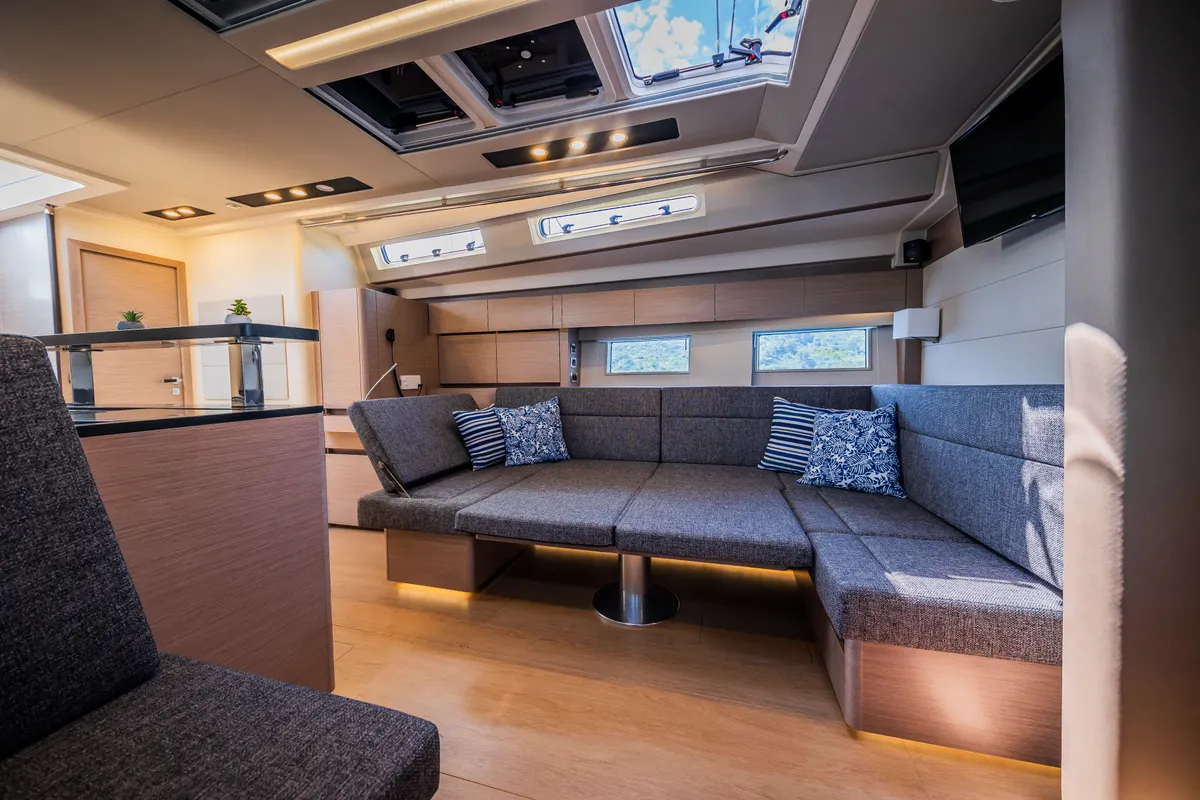 Salon of Oceanelle, a Hanse 588 sailboat at Seget Donji, Croatia