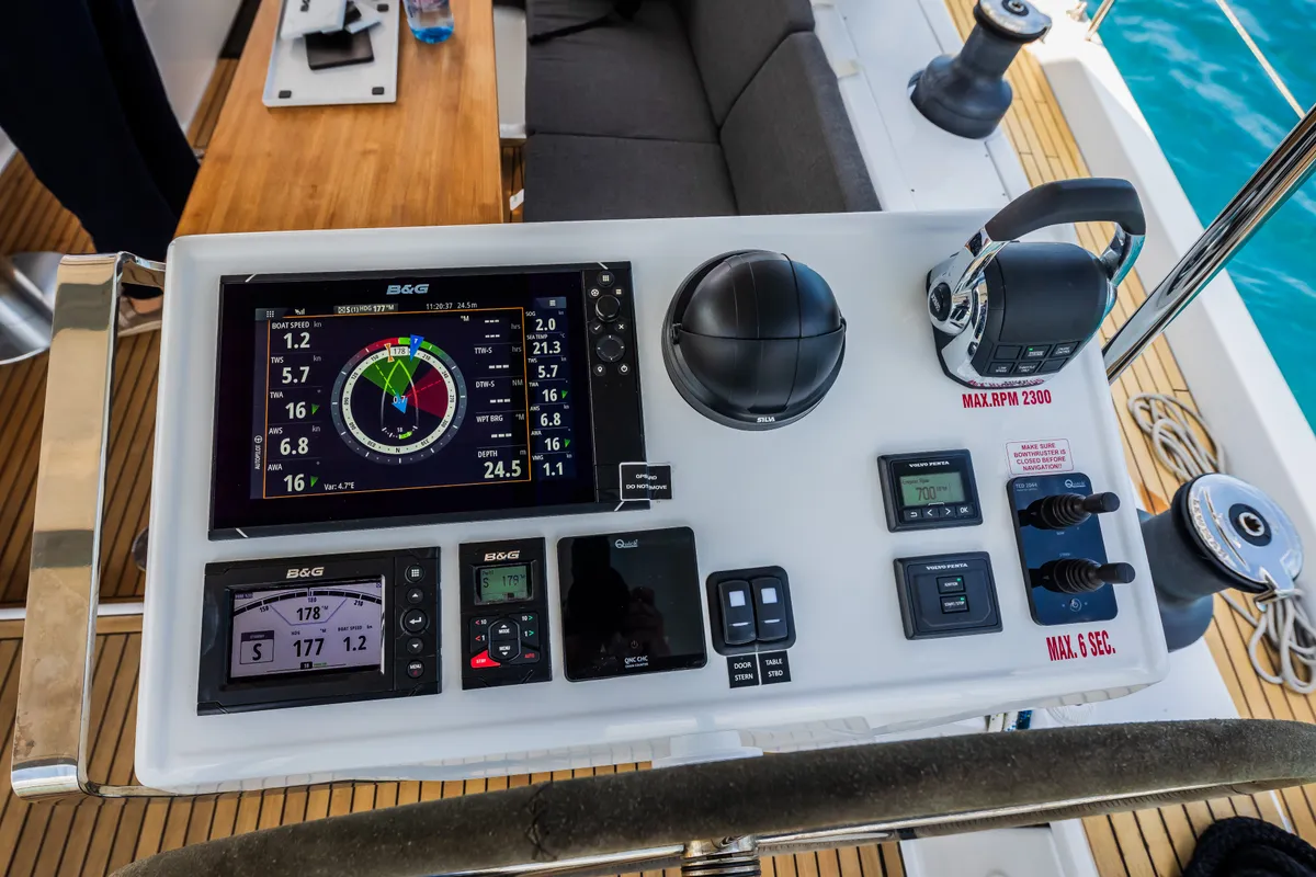 Cockpit of Oceanelle, a Hanse 588 sailboat at Seget Donji, Croatia