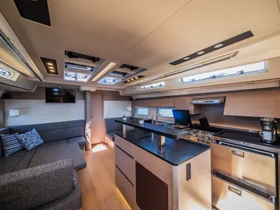 Salon of Oceanelle, a Hanse 588 sailboat at Seget Donji, Croatia