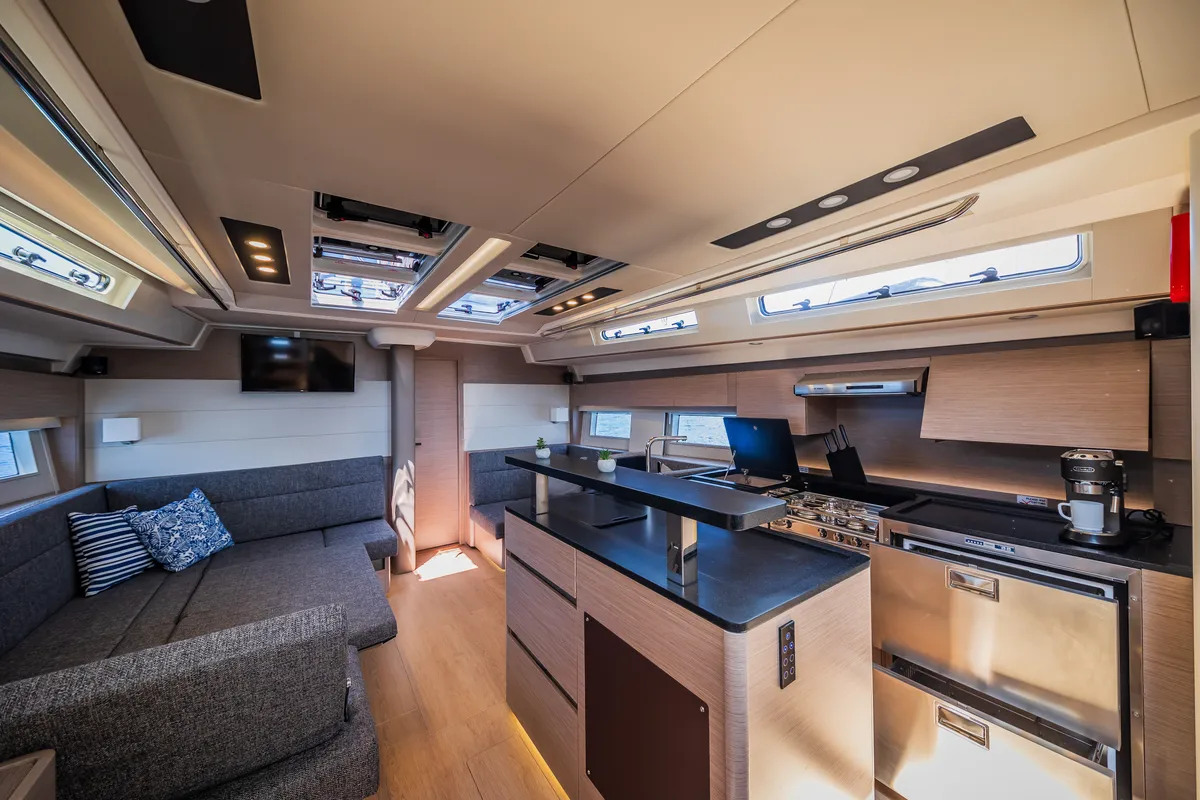 Salon of Oceanelle, a Hanse 588 sailboat at Seget Donji, Croatia
