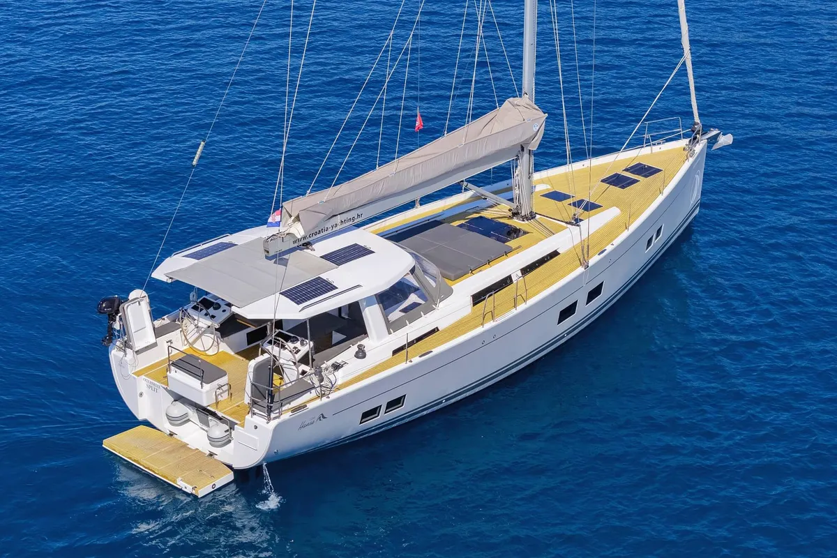 Oceanelle, a Hanse 588 sailboat at Seget Donji, Croatia