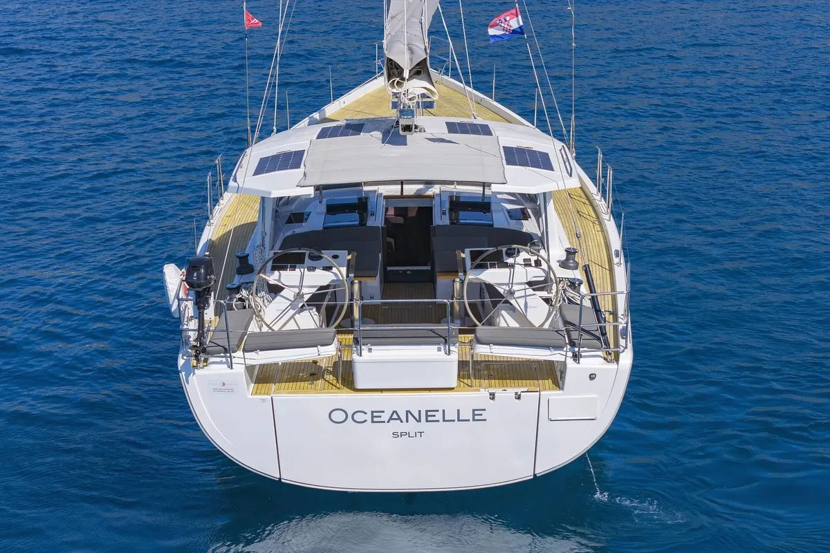 Oceanelle, a Hanse 588 sailboat at Seget Donji, Croatia
