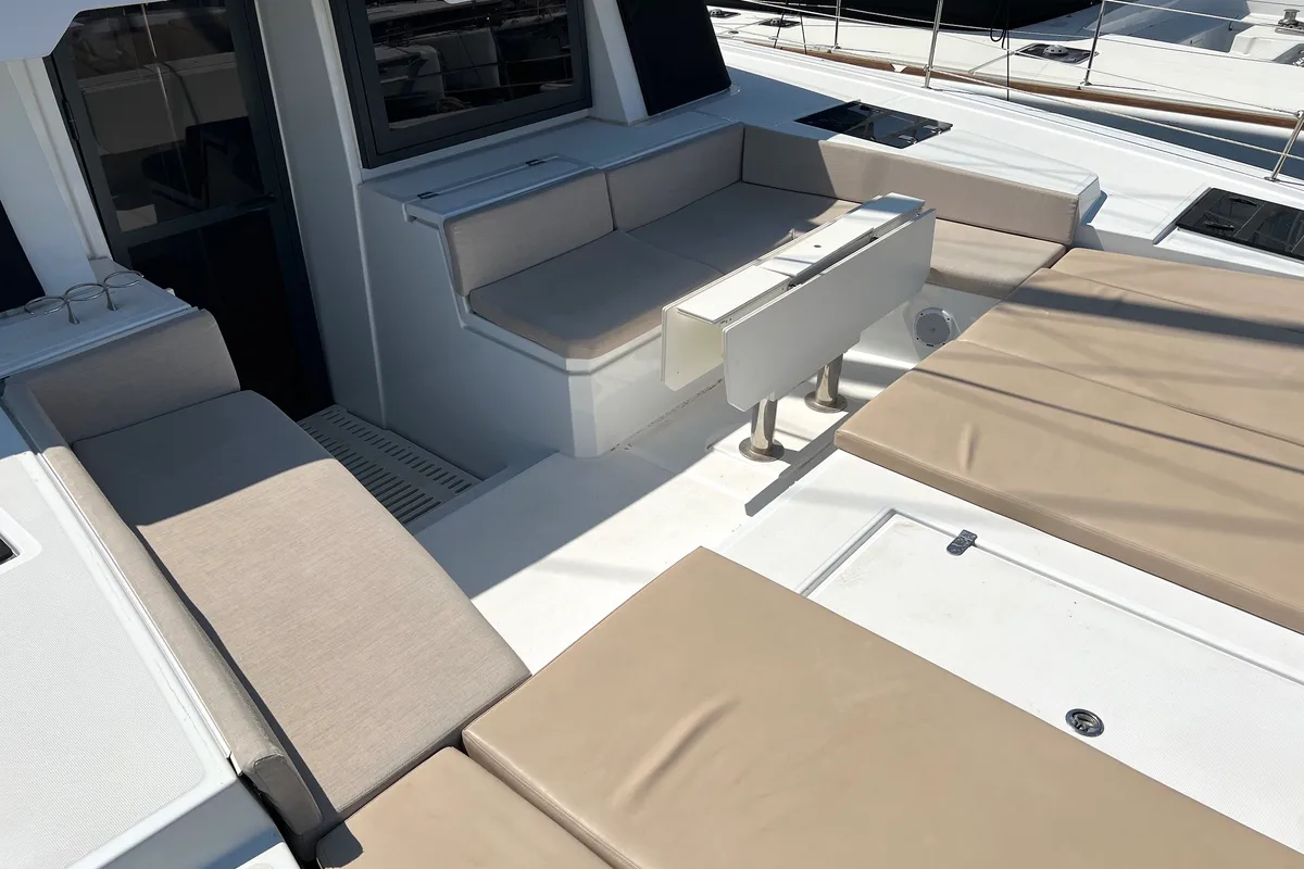 Deck of Freedom, a Bali 4.6 catamaran at Athens, Greece