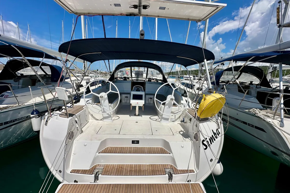 Cockpit of Simba, a Bavaria Cruiser 46 sailboat at Sukošan, Croatia