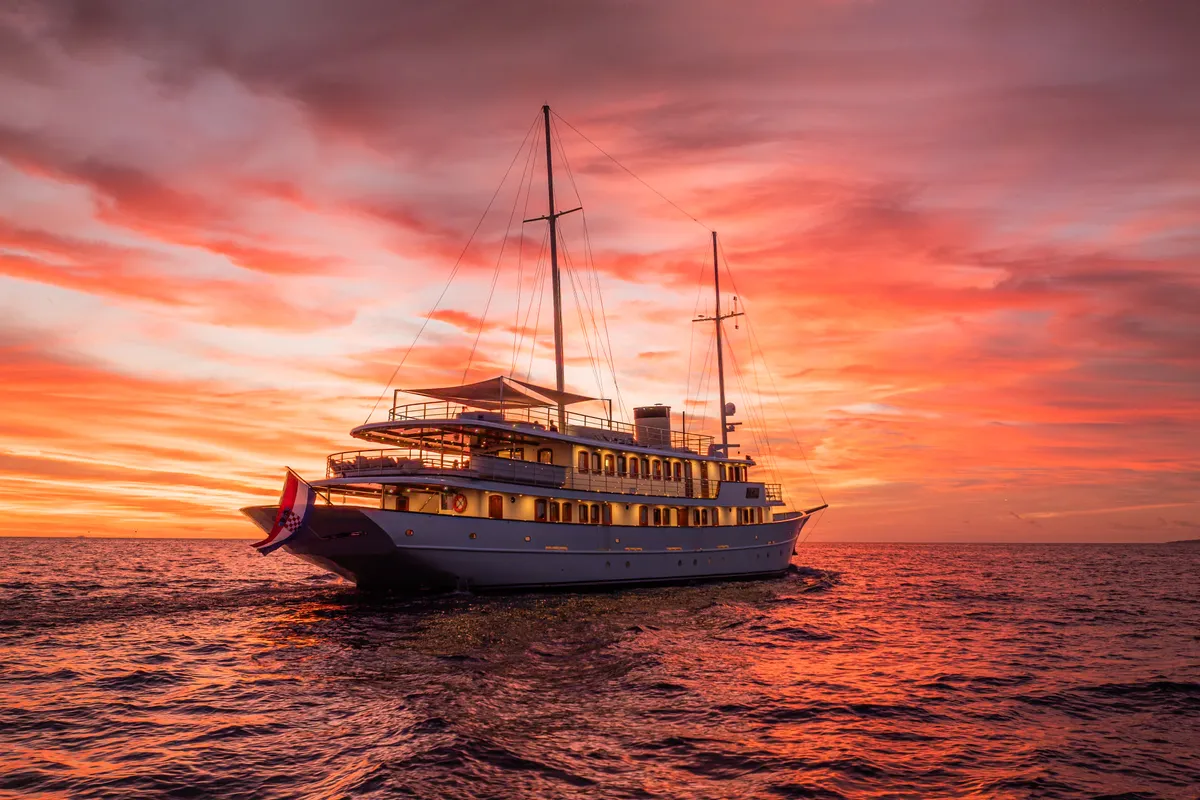 Exterior view of Bellezza, a Motoryacht motor yacht at Split, Croatia