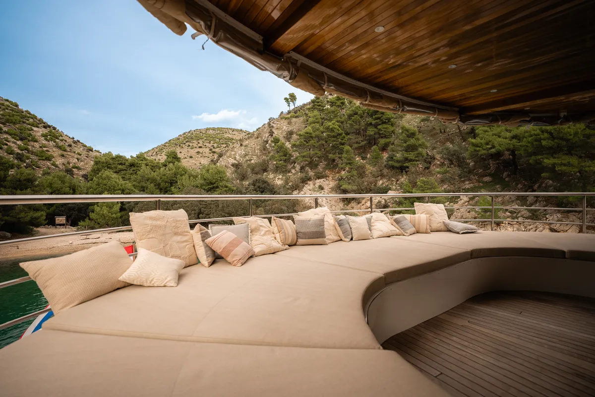 Deck of Bellezza, a Motoryacht motor yacht at Split, Croatia