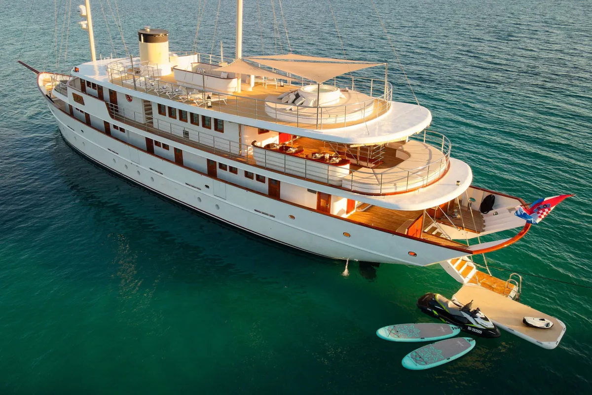 Exterior view of Bellezza, a Motoryacht motor yacht at Split, Croatia