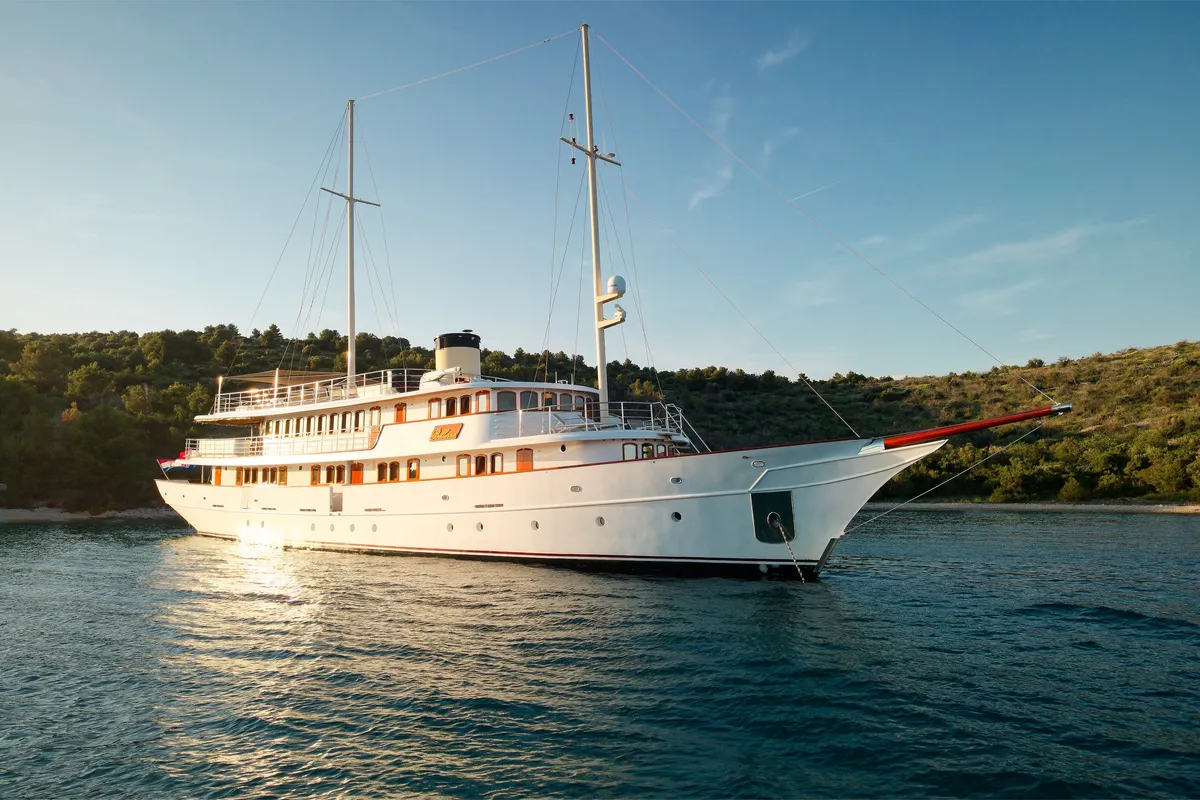 Exterior view of Bellezza, a Motoryacht motor yacht at Split, Croatia