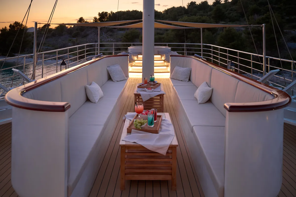 Deck of Bellezza, a Motoryacht motor yacht at Split, Croatia