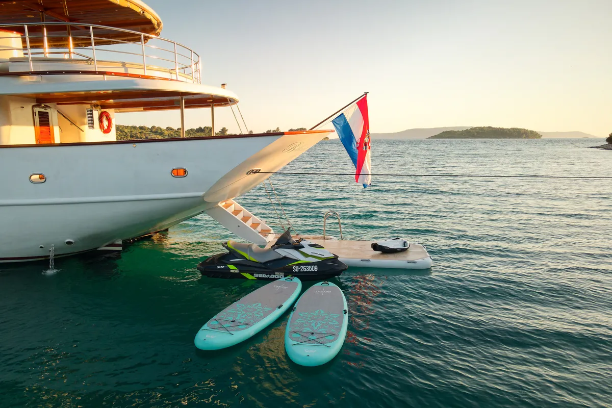 Exterior view of Bellezza, a Motoryacht motor yacht at Split, Croatia