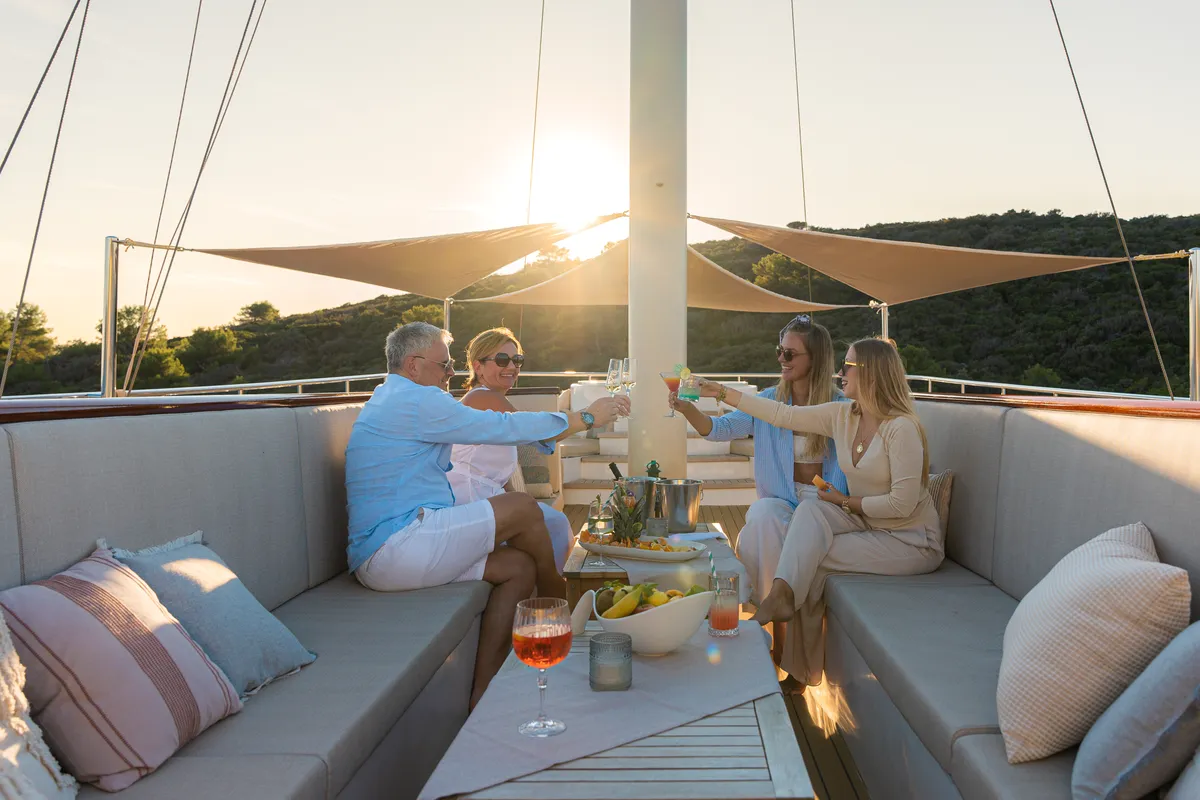 Deck of Bellezza, a Motoryacht motor yacht at Split, Croatia