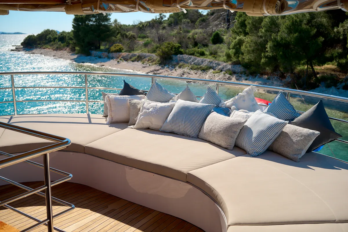 Deck of Bellezza, a Motoryacht motor yacht at Split, Croatia