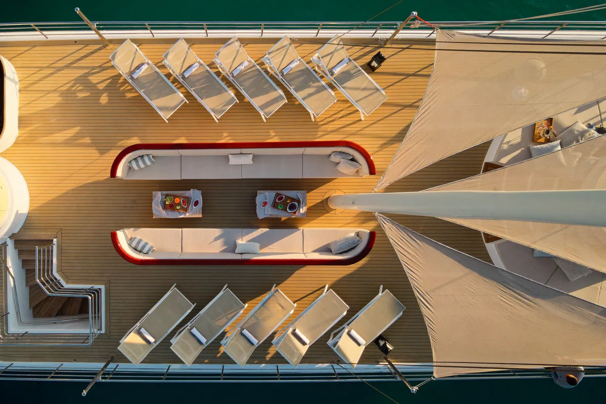 Deck of Bellezza, a Motoryacht motor yacht at Split, Croatia