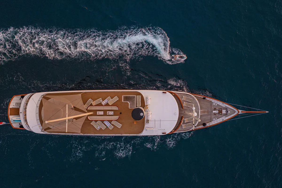 Deck of Bellezza, a Motoryacht motor yacht at Split, Croatia