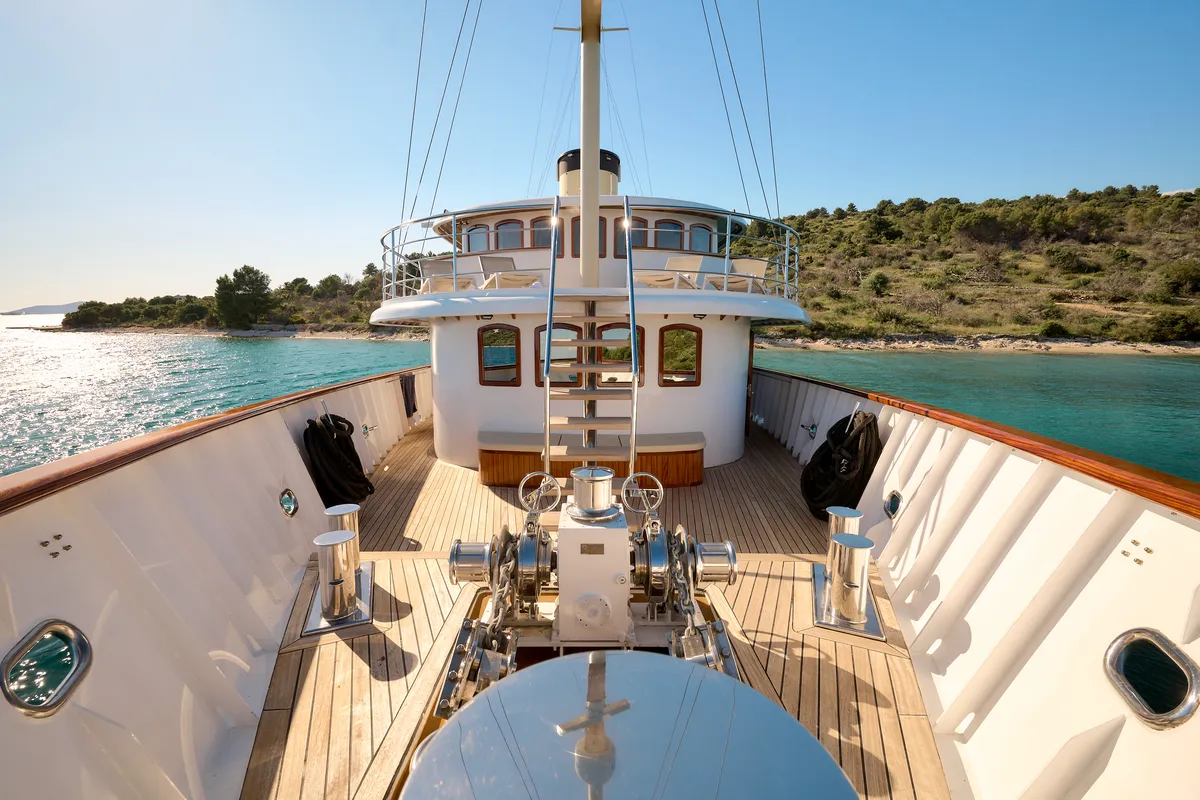 Deck of Bellezza, a Motoryacht motor yacht at Split, Croatia