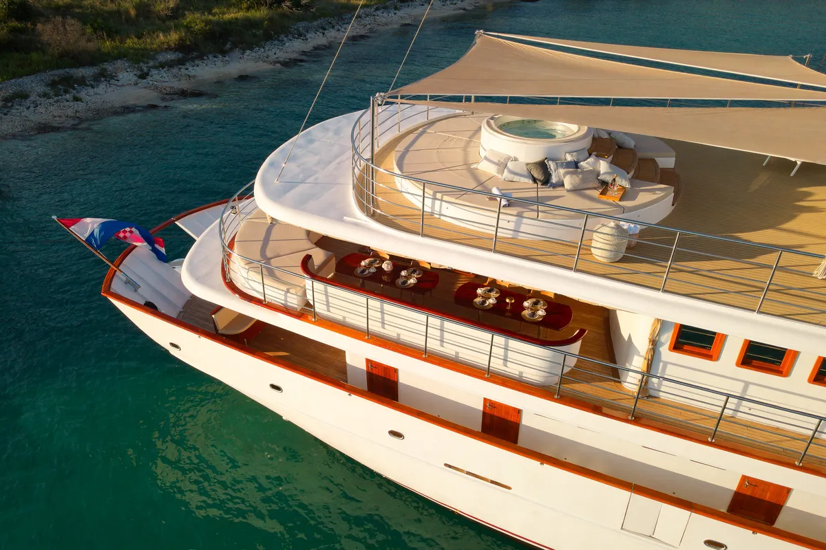 Exterior view of Bellezza, a Motoryacht motor yacht at Split, Croatia