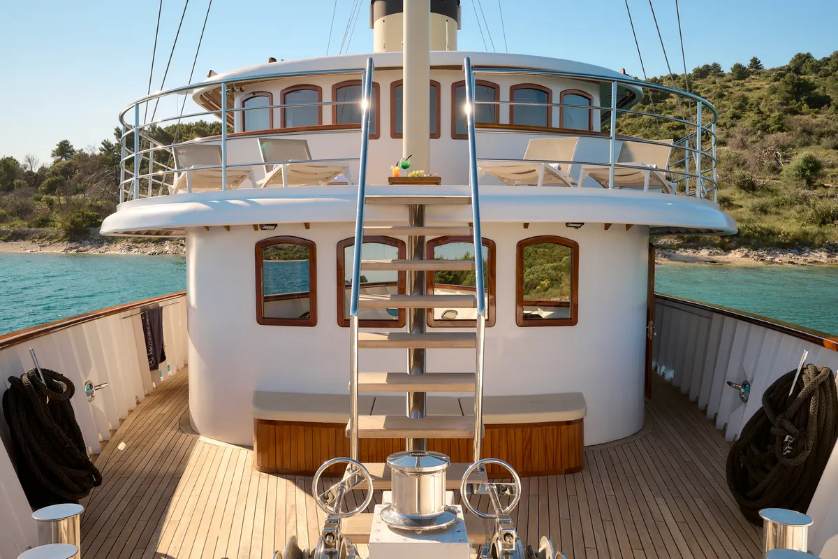 Deck of Bellezza, a Motoryacht motor yacht at Split, Croatia
