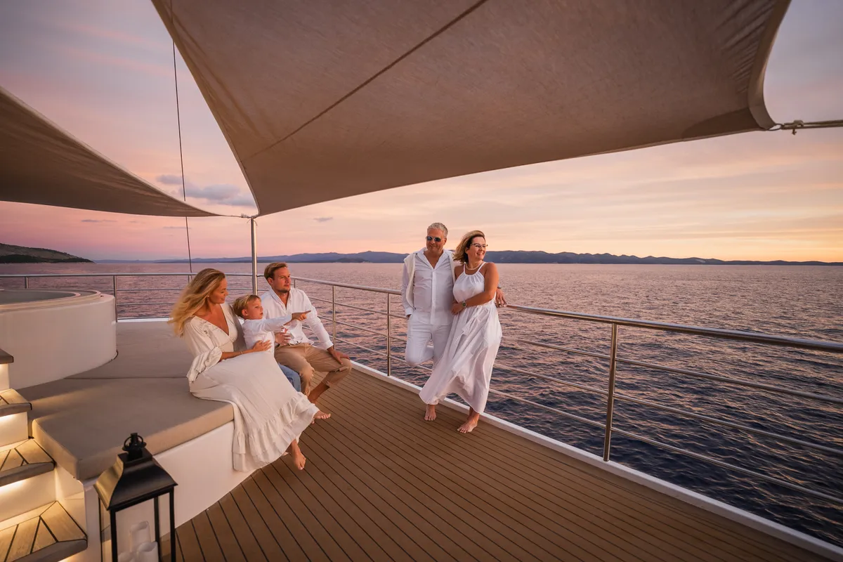 Deck of Bellezza, a Motoryacht motor yacht at Split, Croatia