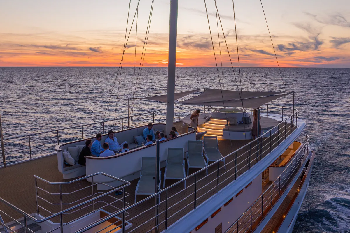 Deck of Bellezza, a Motoryacht motor yacht at Split, Croatia