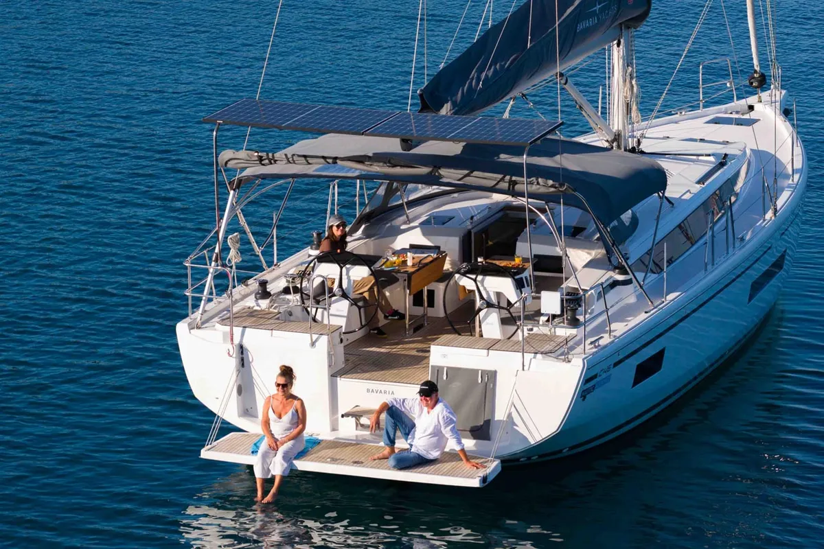 Deck of Sofia, a Bavaria C46 sailboat at Grad Šibenik, Croatia