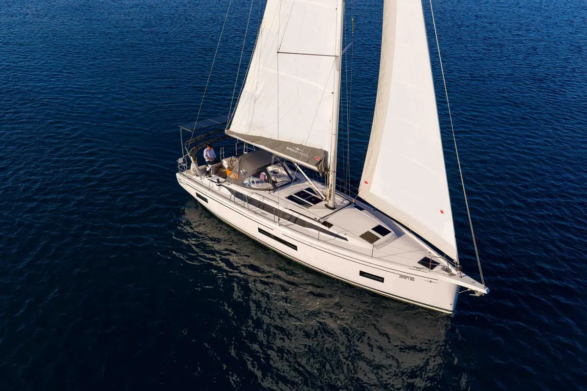 Exterior view of Sofia, a Bavaria C46 sailboat at Grad Šibenik, Croatia