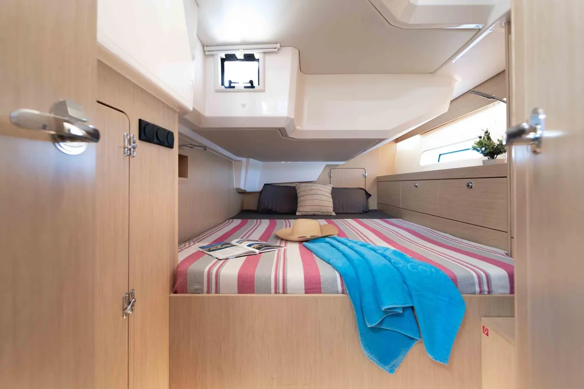 Cabin on Sofia, a Bavaria C46 sailboat at Grad Šibenik, Croatia