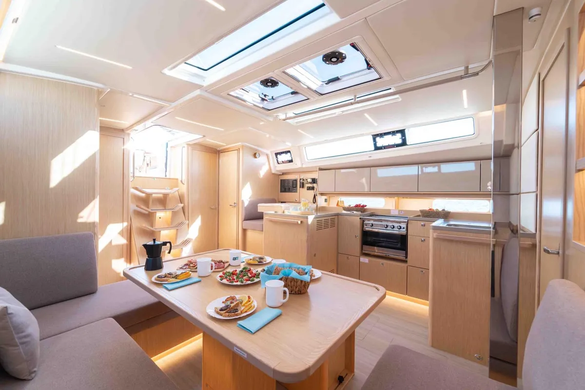 Galley of Sofia, a Bavaria C46 sailboat at Grad Šibenik, Croatia