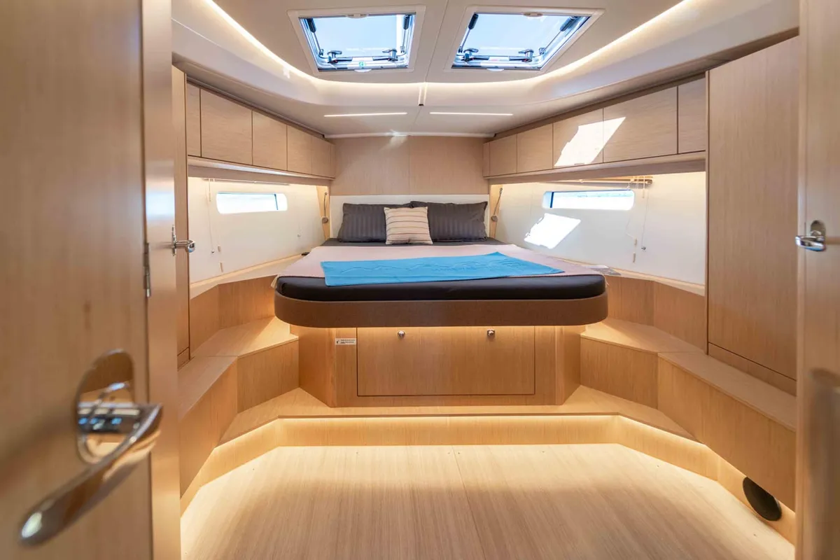 Cabin on Sofia, a Bavaria C46 sailboat at Grad Šibenik, Croatia
