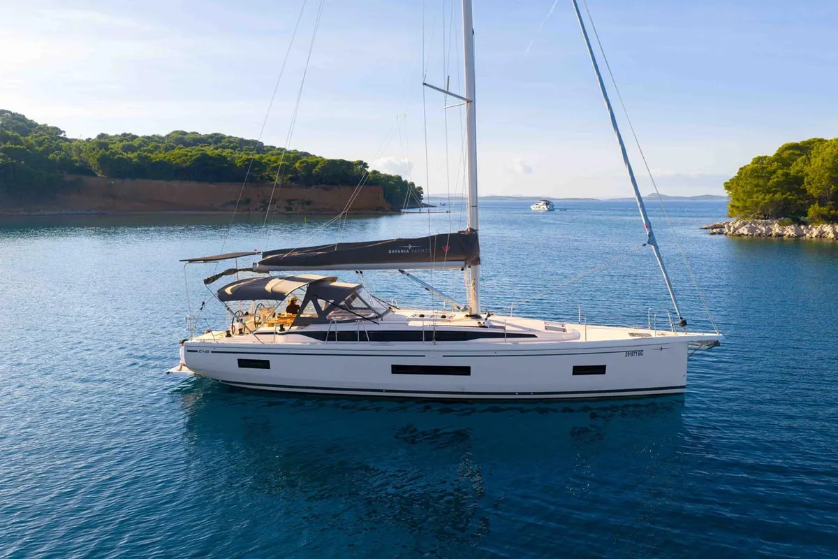 Exterior view of Sofia, a Bavaria C46 sailboat at Grad Šibenik, Croatia