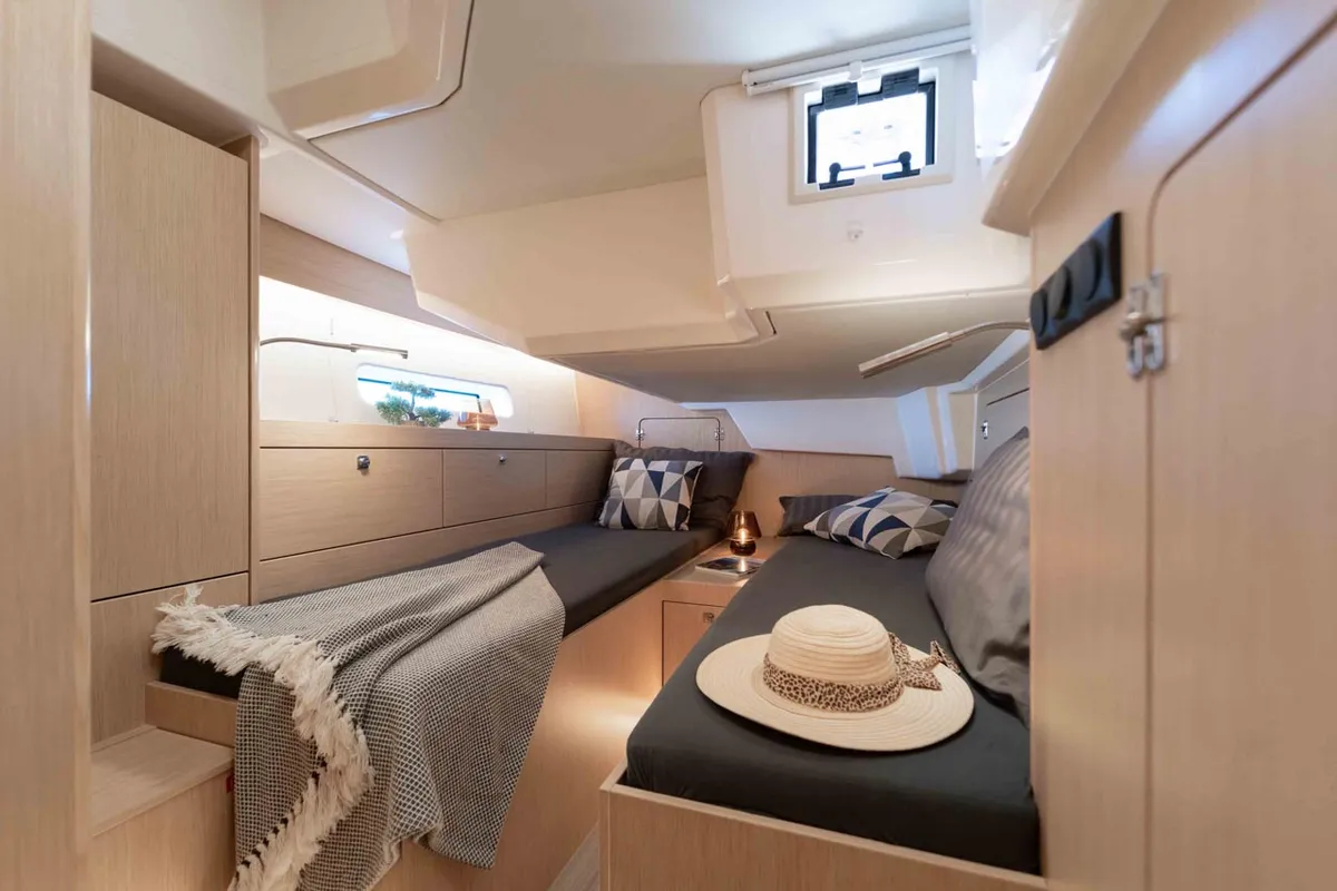 Cabin on Sofia, a Bavaria C46 sailboat at Grad Šibenik, Croatia