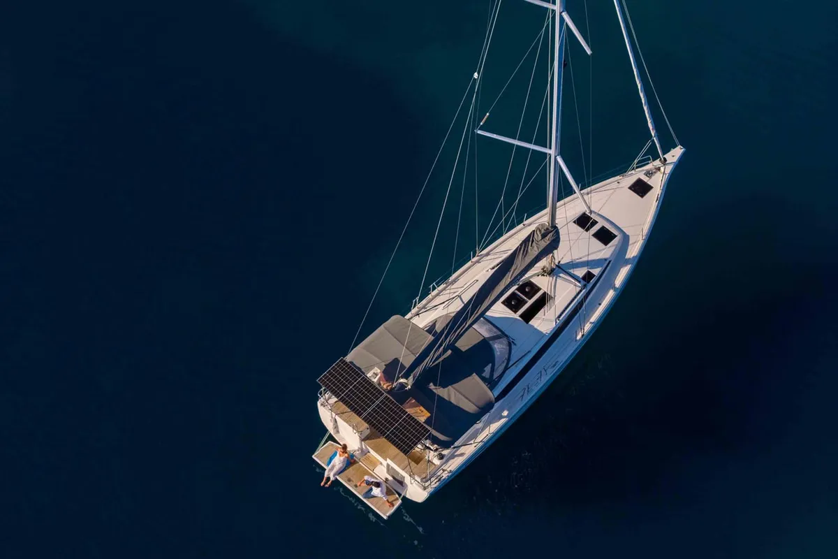 Exterior view of Sofia, a Bavaria C46 sailboat at Grad Šibenik, Croatia
