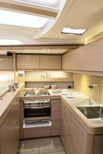 Galley of Skylark, a Dufour 560 Grand Large sailboat at Municipal Unit of Rhodes, Greece