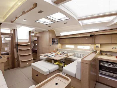 Salon of Skylark, a Dufour 560 Grand Large sailboat at Municipal Unit of Rhodes, Greece