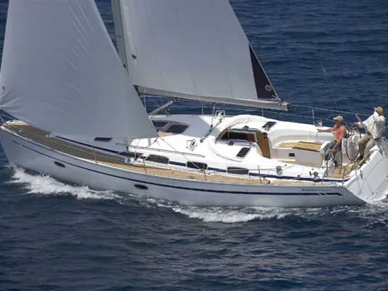 Exterior view of SPIRIT OF STYRIA, a Bavaria Cruiser 40 sailboat at Primošten, Croatia