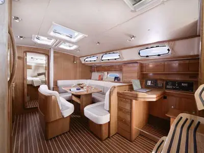 Salon of SPIRIT OF STYRIA, a Bavaria Cruiser 40 sailboat at Primošten, Croatia