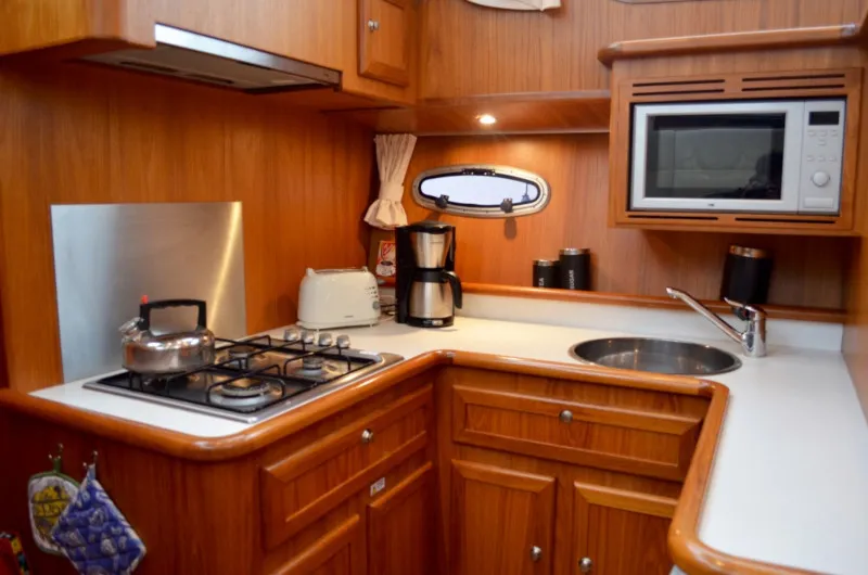 Galley of De Drait DeLuxe 42, a motorboat at Drachten, Netherlands
