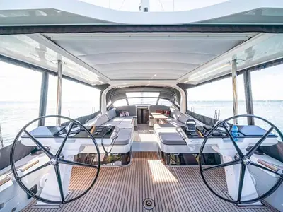 Cockpit of Uranos, a Jeanneau 65 sailboat at Lavreotiki Municipal Unit, Greece