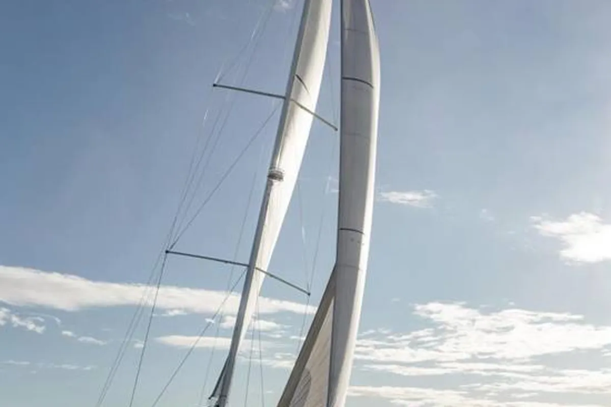 Exterior view of Uranos, a Jeanneau 65 sailboat at Lavreotiki Municipal Unit, Greece