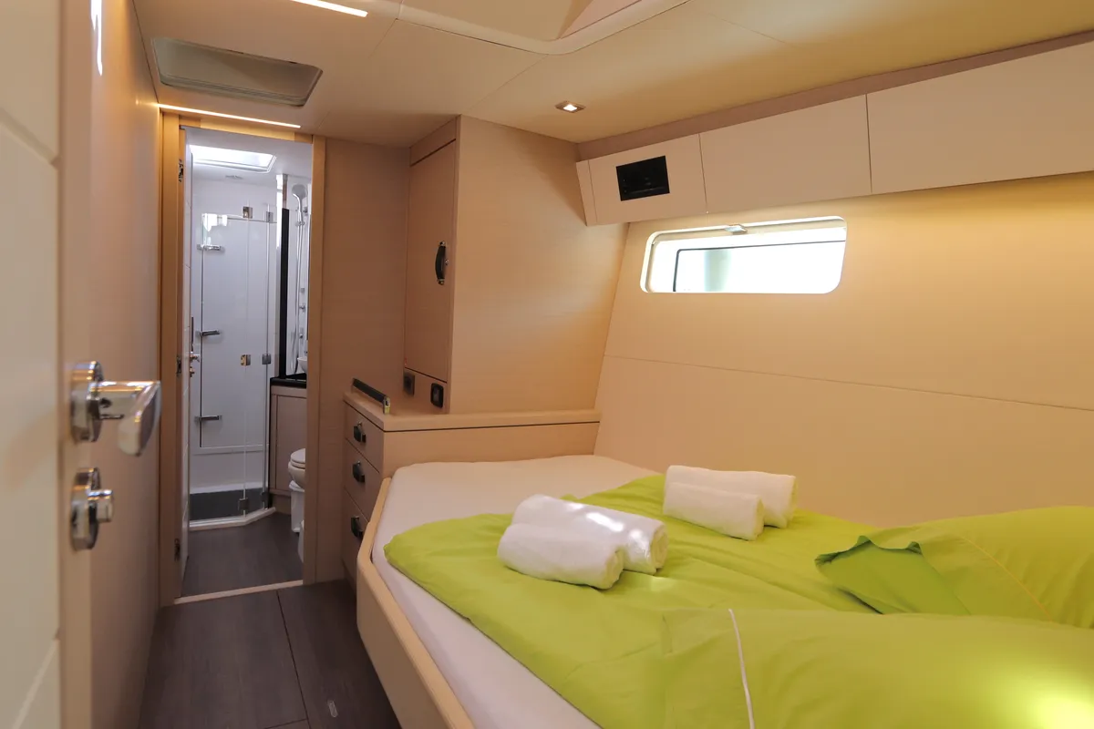 Cabin on Uranos, a Jeanneau 65 sailboat at Lavreotiki Municipal Unit, Greece
