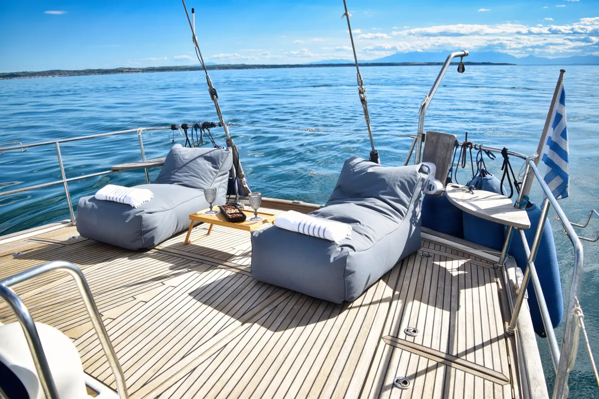 Marina Blue, a Beneteau 57 sailboat at Sithonia Municipal Unit, Greece