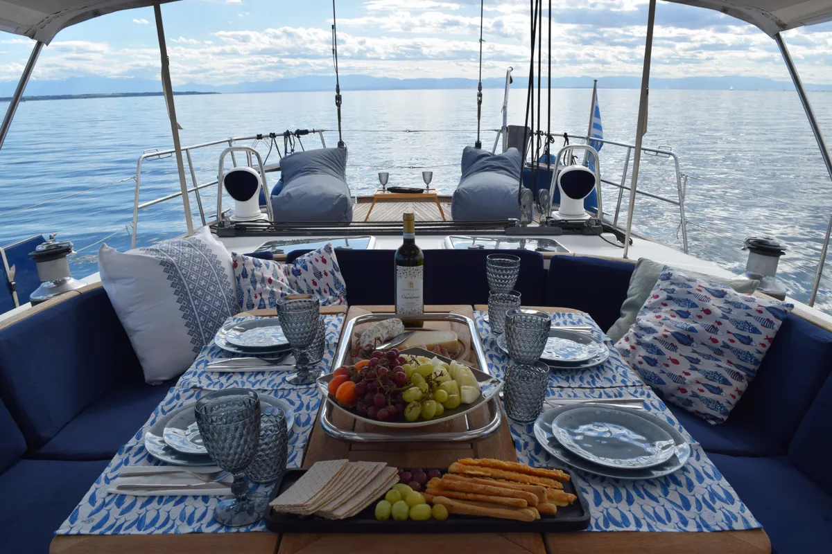 Marina Blue, a Beneteau 57 sailboat at Sithonia Municipal Unit, Greece