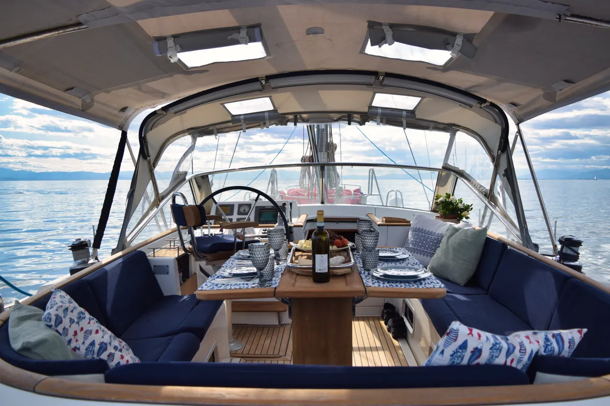 Marina Blue, a Beneteau 57 sailboat at Sithonia Municipal Unit, Greece