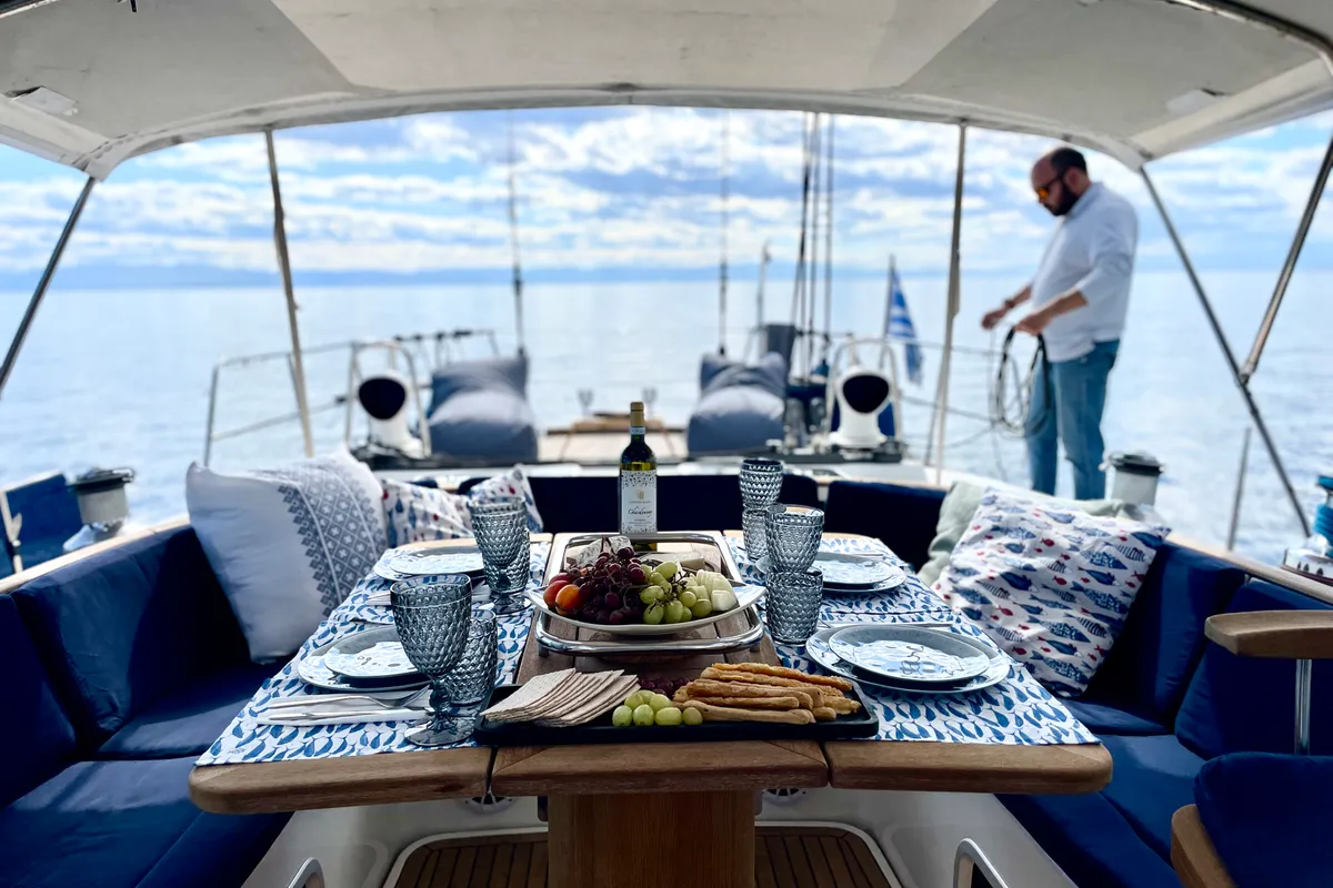 Marina Blue, a Beneteau 57 sailboat at Sithonia Municipal Unit, Greece