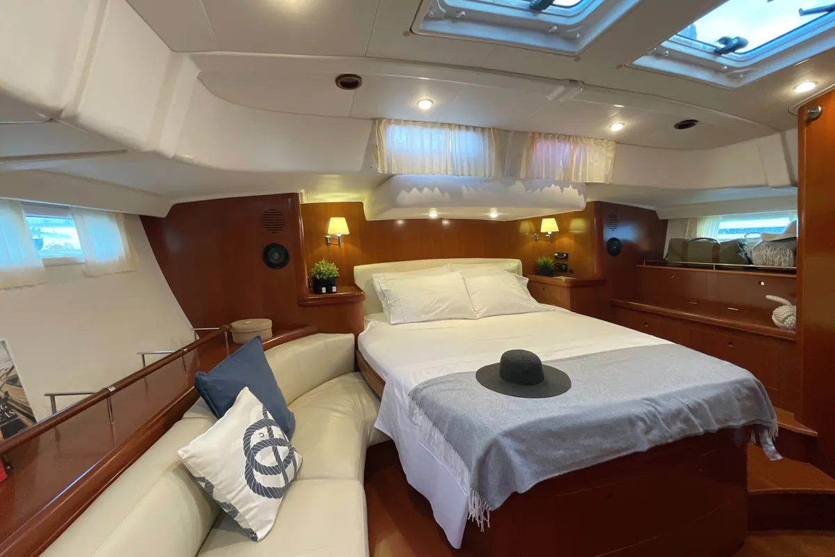 Marina Blue, a Beneteau 57 sailboat at Sithonia Municipal Unit, Greece