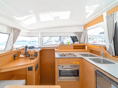 Galley of Geva Mare X, a Excess 11 catamaran at Rhodes, Greece
