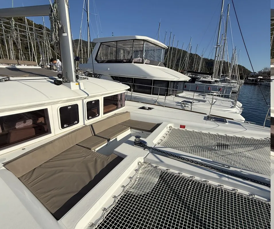 Deck of Lu Lu, a Lagoon 450 F catamaran at Marmaris, Turkey