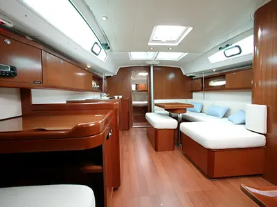 Salon of Tosca, a Beneteau Oceanis 40 sailboat at Municipal Unit of Elefsina, Greece
