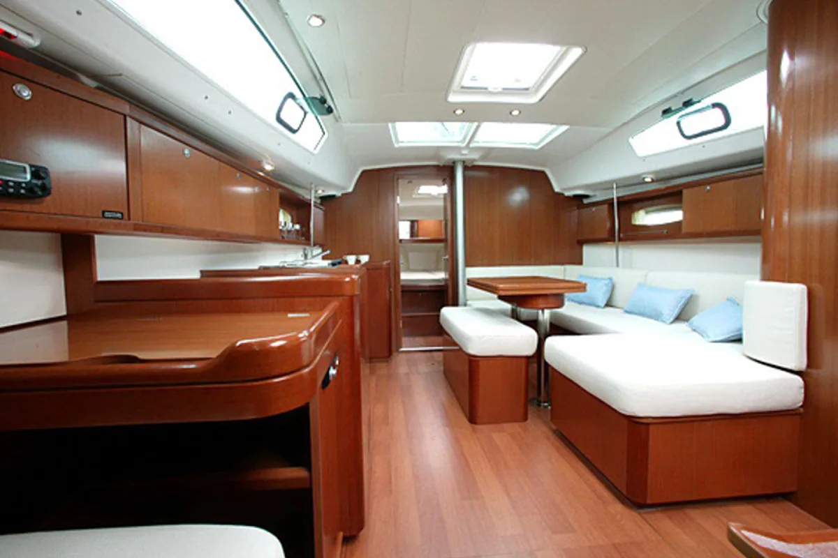 Salon of Tosca, a Beneteau Oceanis 40 sailboat at Municipal Unit of Elefsina, Greece